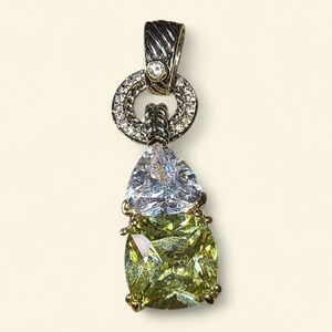 Lemon Quartz, Clear Quartz, And Sterling Silver Designer Pendant